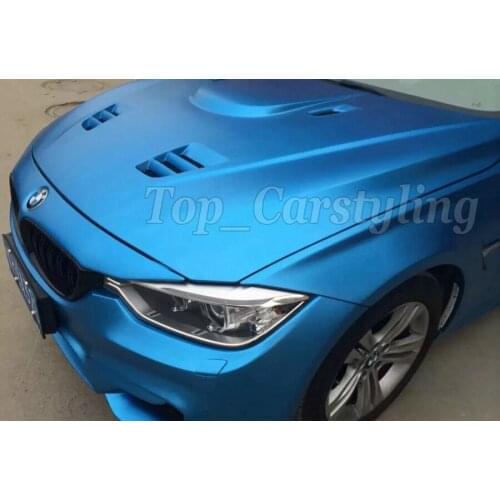 Wholsale Aluminum Blue Matte chrome car wraps Chrome Matte Blue wrapping vinil foile car decals with Bubble Free 1.52x20m/roll