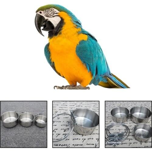 Stainless Steel Hanging Cage Bowl for Pet Birds Anti-turnover Feeding Food Drinking Feeder Dish Cup for Parrot Parakeet Lovebird