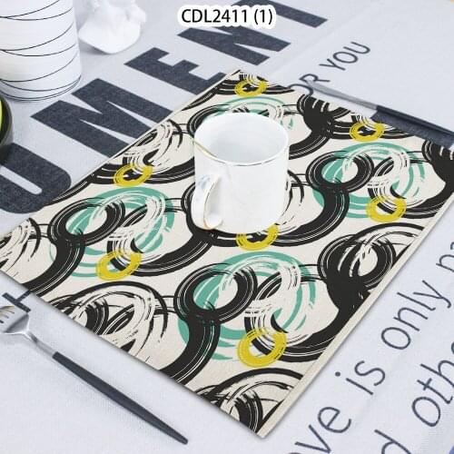 Geometric Pattern Polygonal Printed Terry Cloth Home Decoration Table Mat Cloth Tea Coaster 42*32 Servilletas Tela Placemats