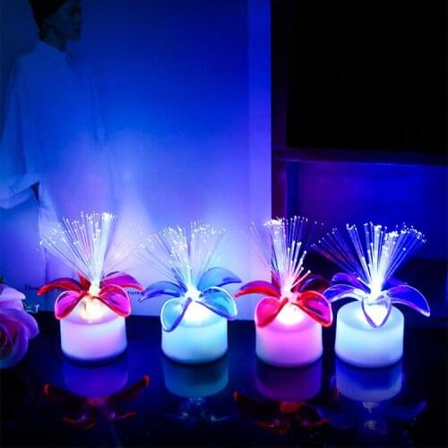 Gradual Variable Colorful Flower Optical Fiber Flower led Electronic Candle Swing Plate Night Lamp Origin and Source