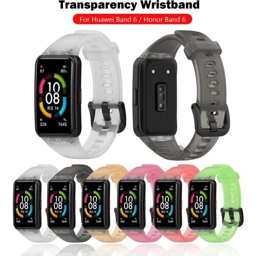 Transparency Silicone Wristband Strap for Huawei Band 6 Replacement Watch Band for Honor Band 6