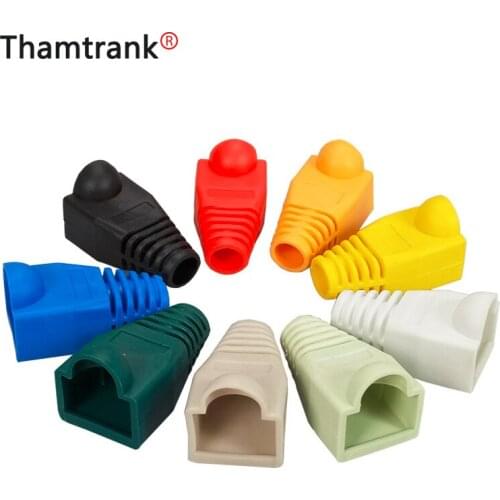 50pcs/lot RJ45 Cap Connector CAT5E CAT6 RJ45 Plug Ethernet Network Cable Strain Relief Boot RJ45 Plug Socket Boot Caps 9 Colors
