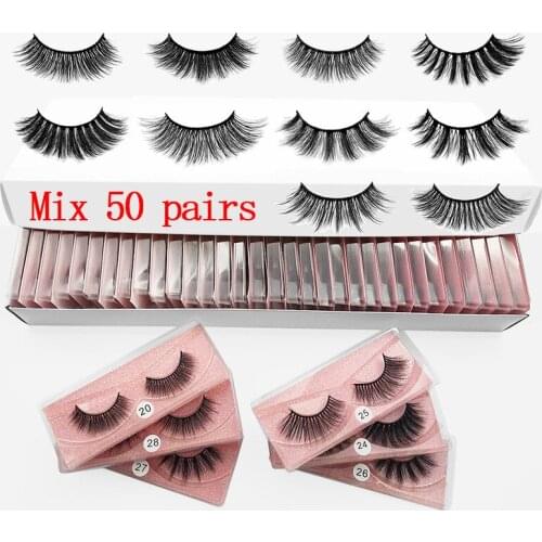 10/20/30/50/100pcs wholesale vegetarian fase eyelashes reused hand made make up natural long mix 3D fake mink eyelashes
