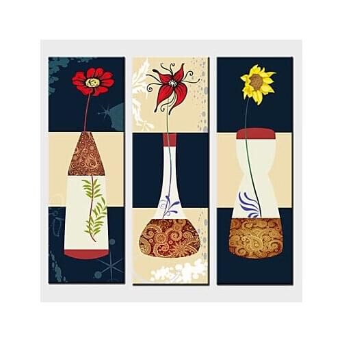 Hand Painted Modern Canvas Wall Painting Flower Wall Decor Floral Oil Painting Flower canvas Wall art set of 3 for Home Decor