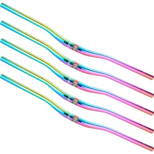 Mountain Bike Handlebar Titanium Plated Color MTB BMX AM DH ENDURO Bicycle Handlebar 31.8x800mm Rise 20mm 25mm