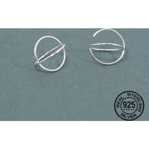 Stud Earrings S925 Silver Needle Globe For Women Personality Hollow Irregular Circle Fashion Korean Student Lady Jewelry INEFFA