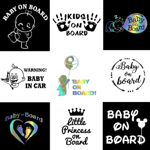 Car Stickers Funny BABY on BOARD Sticker for Rear View Mirror Side Stripe Vinyl Decor Cars Accessories Decoration Glue Sticker