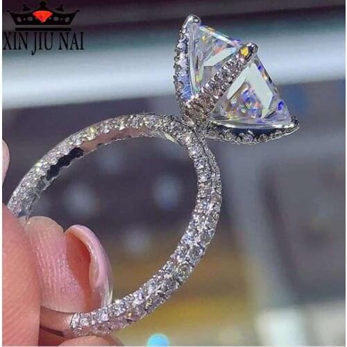 Sparkling Silver White Rhinestone Ring Engagement Bridal Wedding Band Rings Jewelery 925 anillos Silver Diamond Rings