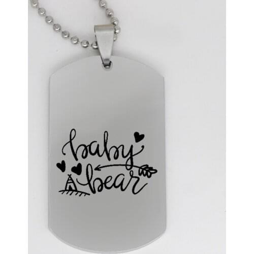 Ufine jewelry bear family gift pendant army card baby mama little papa bear stainless steel customed necklace N4150