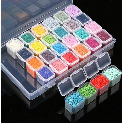 28/56/224 Slot Clear Plastic Storage Box Diamond Painting Accessories Tool Nail Art Rhinestone Bead Storage Box