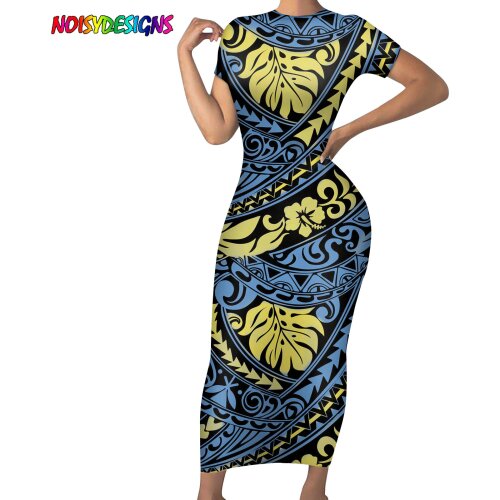 NOISYDESIGNS Women Sexy Dress Summer Bodycon Party Long Dresses Samoan Hibiscus Polynesian Tribal Design Sundress Dress 2021