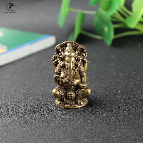 Gold Lord Ganesha Buddhas Statue Elephant God Sculptures Ganesh Figurines Pure Copper Home Garden Buddha Decoration Model Gift