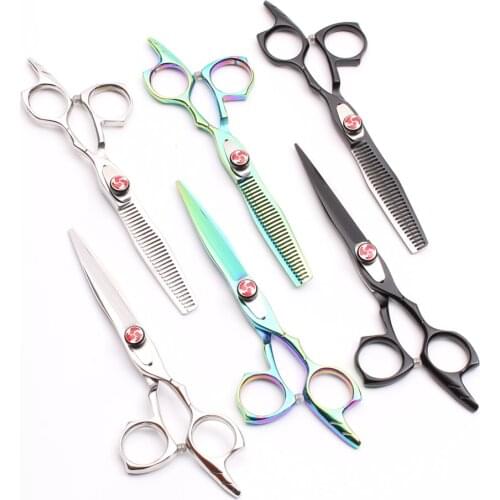 1Pair C9017 6'' 17.5cm 440C Customized Brand Professional Scissors for Hairdressers Cutting Shears Thinning Scissors Style Tool