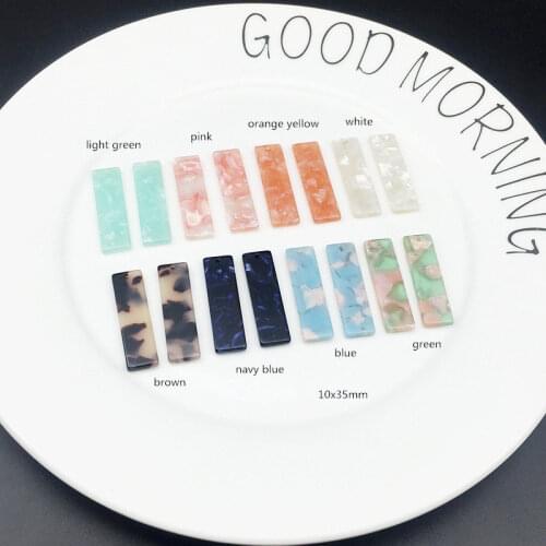 10pcs 10x35mm cellulose acetate solid rectangle charm for jewelry making and crafting fashion earring pendants