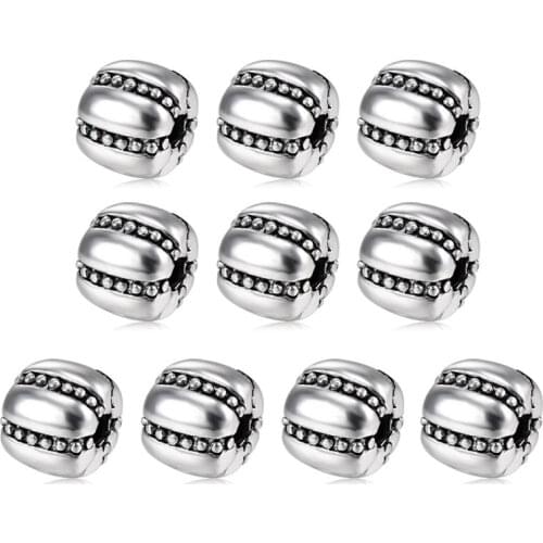 Love & Annie Silver Color Pumpkin 10Pcs Beads fit Charm Bracelets & Bangles DIY Jewelry Making Gift
