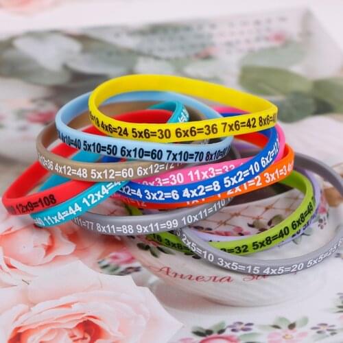 12Pcs/Set Multiplication Tables Soft Silicone Bracelet Learn Math Education Wristband For Kids Preschool Teaching Aids Math Toy