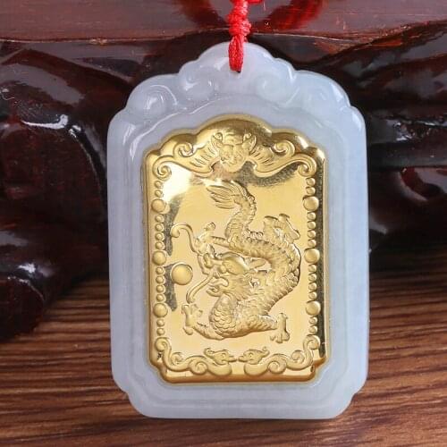 2018 New Products Quartet Mirror Dragon Pendant High Quality Men and Women Necklace Pendant White Hetian Jade Pendants Gift