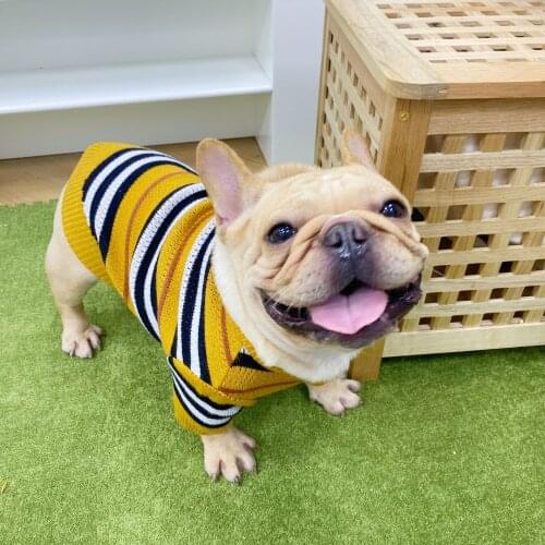 2020 New Stripe Dog Sweater for Small Medium Dogs Warm Sweater for French Bulldog Print Coat Pet Clothing Puppy Costume