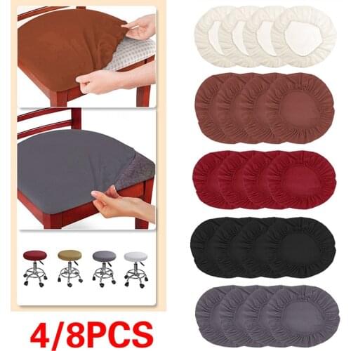 4Pcs Stretch Elastic Dining Room Chair Seat Covers Seat Protector Universal Removable Washable Chair Seat Cushion Slipcover