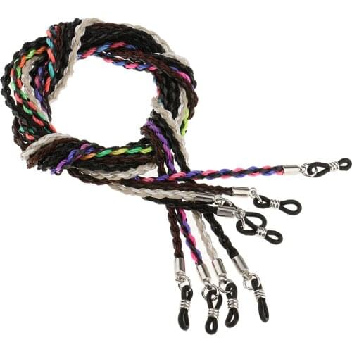4pcs Fashion Safety Leather Eyeglass Sunglass Chains Holder Cord NeckStrap Necklace Reading Glasses Rope Anti-slip Eyewear