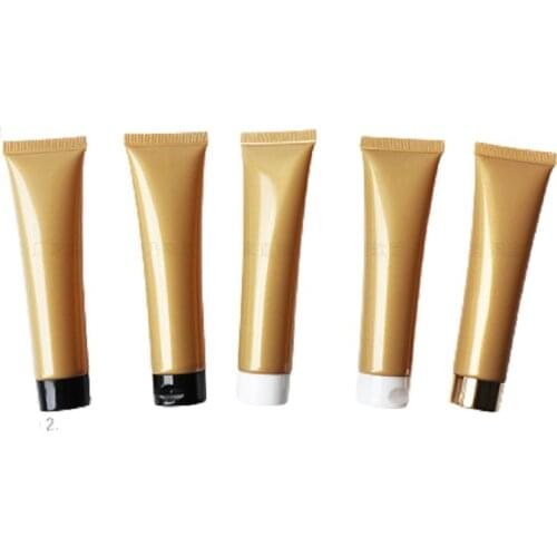 40ml Pearl Gold Facial Cleanser Refillable Bottle Plastict Scrow Lid Empty Cosmetic Packaging Container Squeeze Tube 30pieces