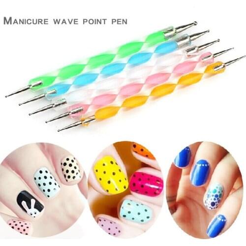5pcs 2way Nail Art Tools Dotting Pen 3D Pen Painting Manicure Tools UV Gel Nail Art Brush UV Gel Nail Polish