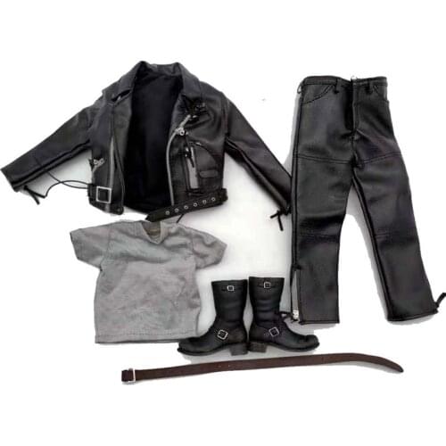 Arnold PunK Leather Black Jacket Suits Set Model 1/6 AS044 Locomotive Version Toy Fit 12" Male Figure M35 Body Model