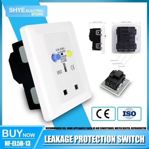 The Safe RCD Wall Plug Base/Socket Can be Used as an Anti-Leakage Protector for Air Conditioners and Bathroom Heaters