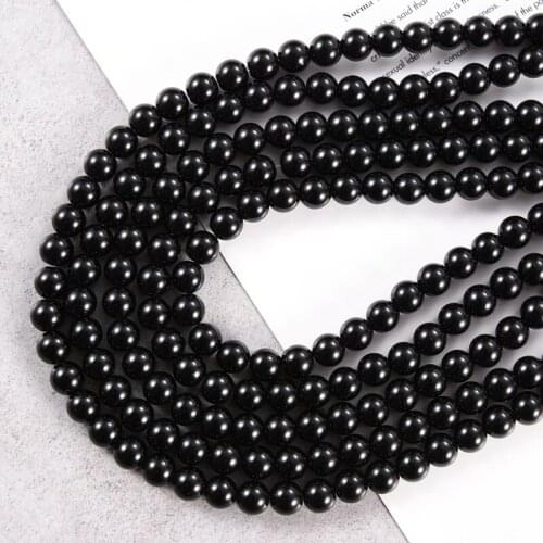 Black Natural Stone Beads 4-12mm Round Wholesale Beads Black Stone Beads for Jewelry Making