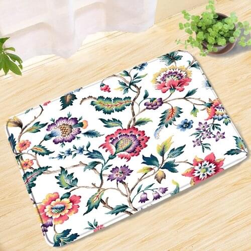 Plant Flowers Watercolor Painting Bath Mat Aesthetic Art Entrance DoorMat Carpets Toilet Rug Bathroom Mats Set Bathroom Products