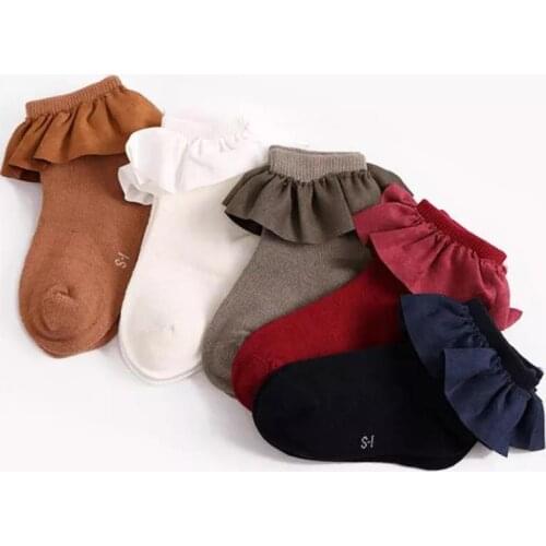 Princess Kids Baby Girl Socks Anti-Slip Warm Socks Ruffled Lace Cotton Socks 1Pairs Ankle Length Socks Children Girl 2-8Years