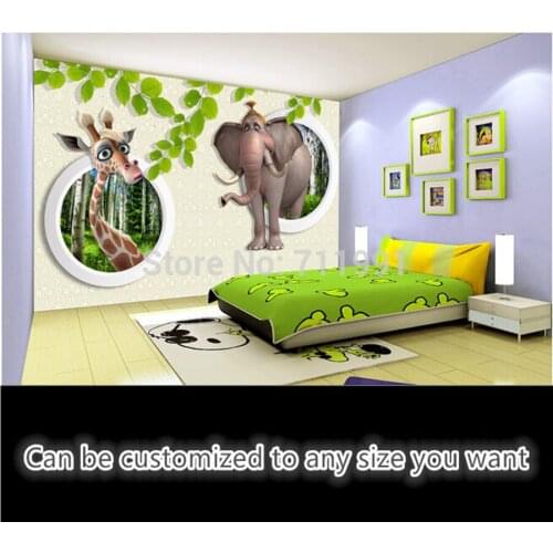 Custom baby Wallcoverings,forest elephant and deer mural for living room KTV childrens room background wall decorative paper
