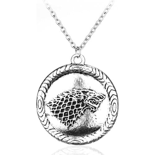 Dongsheng Wolf Head Coin Dog Tag Pendant Necklace Movie Necklace Retro Style Pendants&Necklace-30