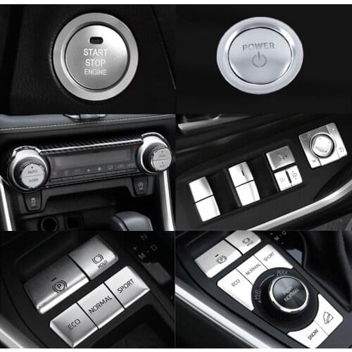 Air Conditioning Electronic Handbrake Multimedia Button Sequin Cover Trim Sticker For RAV4 RAV 4 2019 2020 Interior Accessories