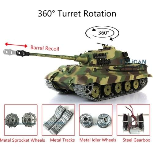 Heng Long 1/16 7.0 Upgraded King Tiger RC Tank 3888A 360° Turret Barrel Recoil For Outdoor Gifts TH17526-SMT4