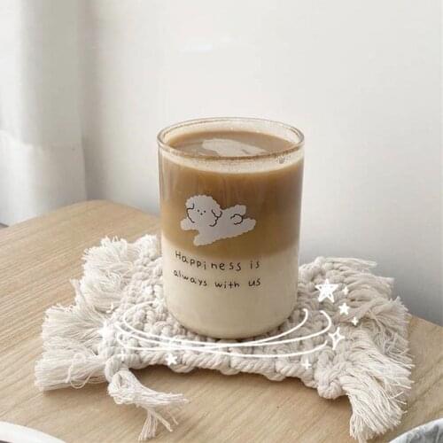 1/2pcs 300ML Cartoon Cute Dog Glass Cup Heat-resistant Coffee Mug Breakfast Milk Juice Glass Gift Childen Student Drinkware Cups