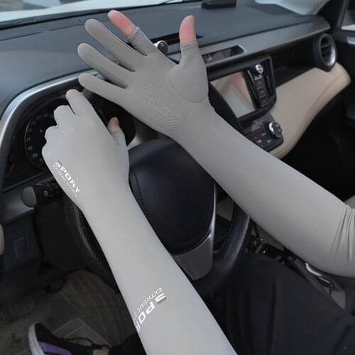 Summer Ice Fabric Arm Sleeves Half Finger Unisex Sun UV Protection Outdoor Sports Running Cycling Sunshade Arm Cover for Men Wom