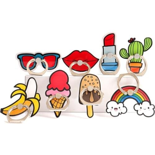Cartoon Finger Ring Buckle Bracket Holder Rainbow Lips Lipstick Cactus Ice Cream Mobile Phone Stand Mobile Phone Accessaries