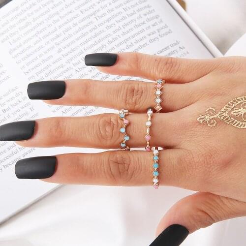 Boho Acrylic Stone Rings Set Vintage Color Wave Blue Finger Jewelry for Women Men Girls Party Accessories Gifts 2020 New