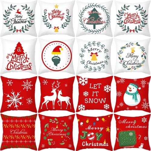 QIFU Peach Skin Pillowcase 45x45cm Cushion Merry Christmas 2021 Home Decoration Ornaments Navidad Xmas Gift Happy New Year 2022