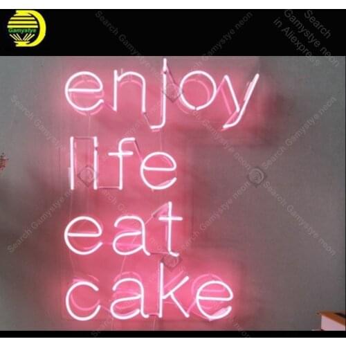 Enjoy Life Eat Cake Neon Sign charming Handmade neon light Sign Decorate Home Bedroom Iconic Art Neon Lamps adorn lamp Artwork