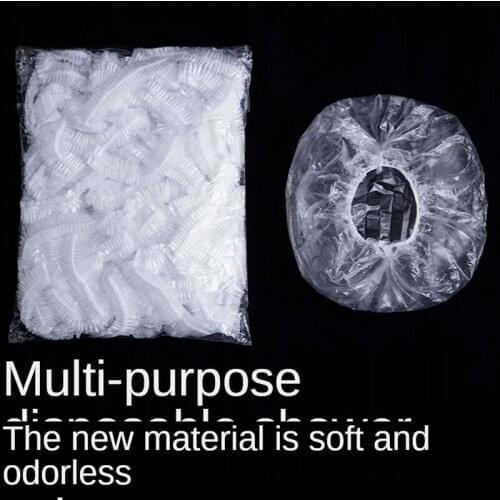 100pcs Disposable Shower Caps Clear Spa Hair Salon Hotel One-Off Bathing Elastic Shower Hat Bathroom Products Bath Bonnet