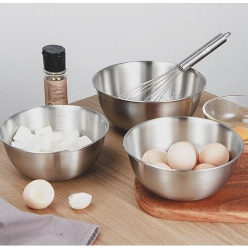 Hot 2PCS Stainless Steel Bowls Mixing Bowl with Scale Deep Mixing Egg Bowls Non Slip Kitchen Bowl for Baking Salad Cooking