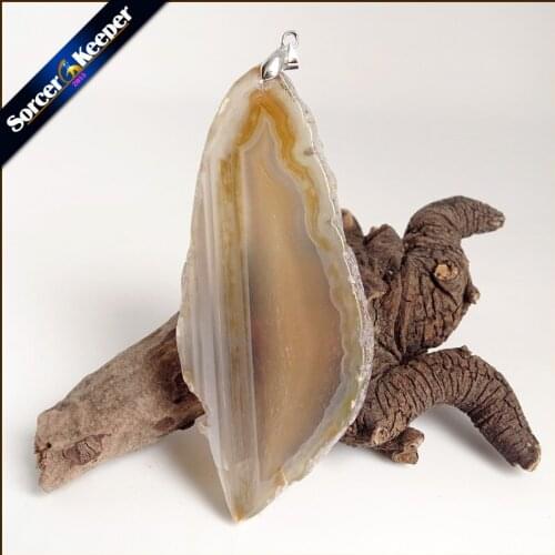 Natural Gem Stone Jewelry Multi-color Rough Art Botswana Agates Slice Beads Pendant Necklace New Trendy Gift for mens YS251