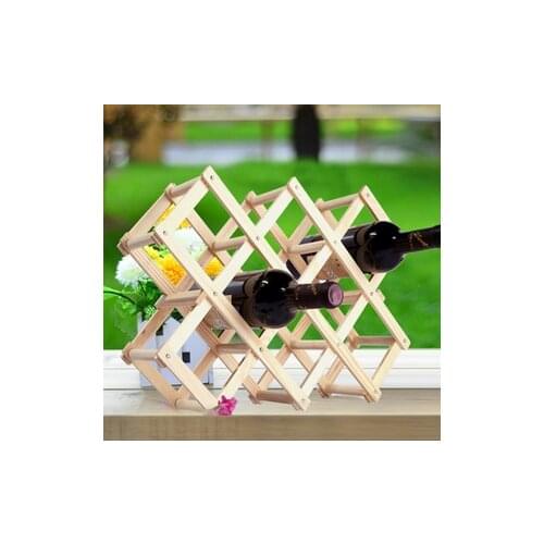Folding wine rack alcohol care drink bottle holders solid color wood shelf