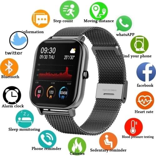 LIGE 2021 New P8 Color Screen Smart Watch Men Full Touch Fitness Tracker Blood Pressure Smart Clock Women Smartwatch for Xiaomi