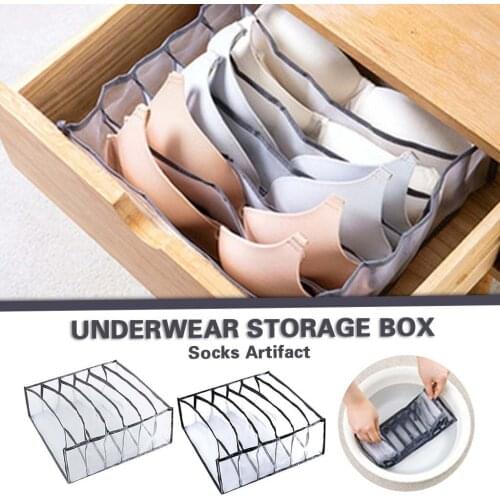 Tops 6 Grids Yarn Fold Receipt Underwear Storage Box Compartments Socks Bra Underpants Organizer Case Drawers Dropshipping
