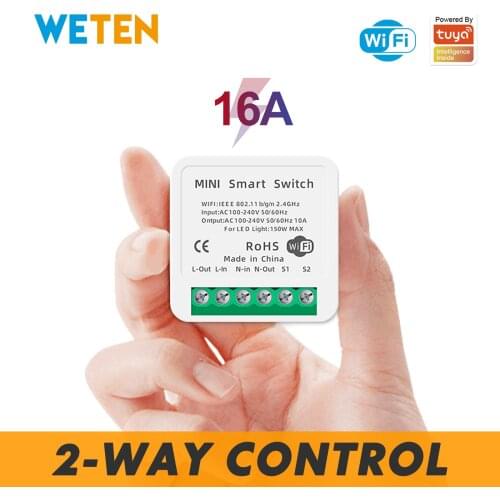 Tuya Smart Wifi Wall Light Switch Module 2 Way Switch 16A, Smart Life App, Mini Timer Relay Module, Work with Alexa Google Home