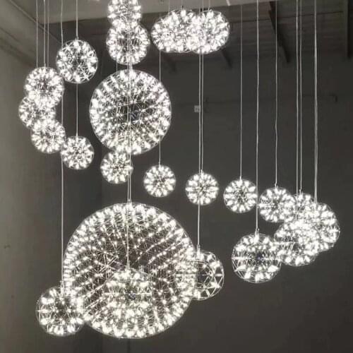 Creative Stainless Steel LED Pendant Light Dia 60/80cm Firework Ball Moooi Raimond Pendente De Teto Lamps Fixture Home Lighting