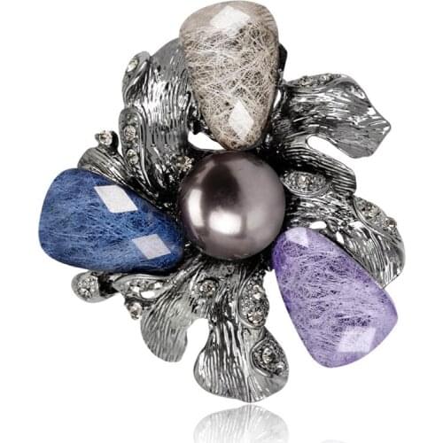 Vintage Black Acrylic Imitation Pearl Brooches for Women Bridal Wedding Party Wearing Dress Flower Badges Lapel Pins Jewelry